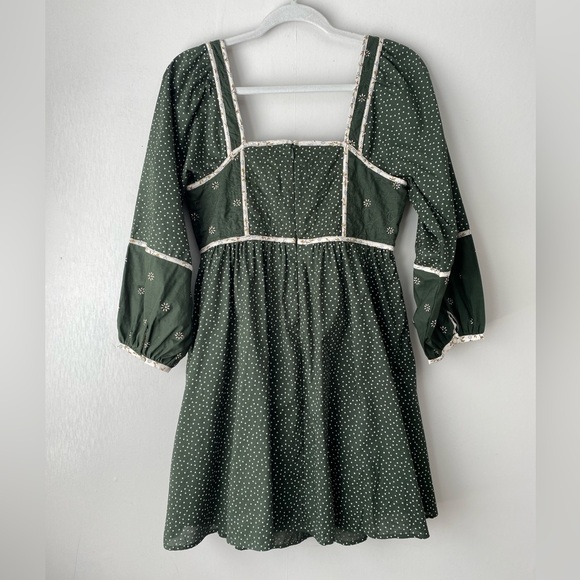 Madewell Floral Mix Square Neck Mini Dress Dark Forest Green 2 - Picture 10 of 13